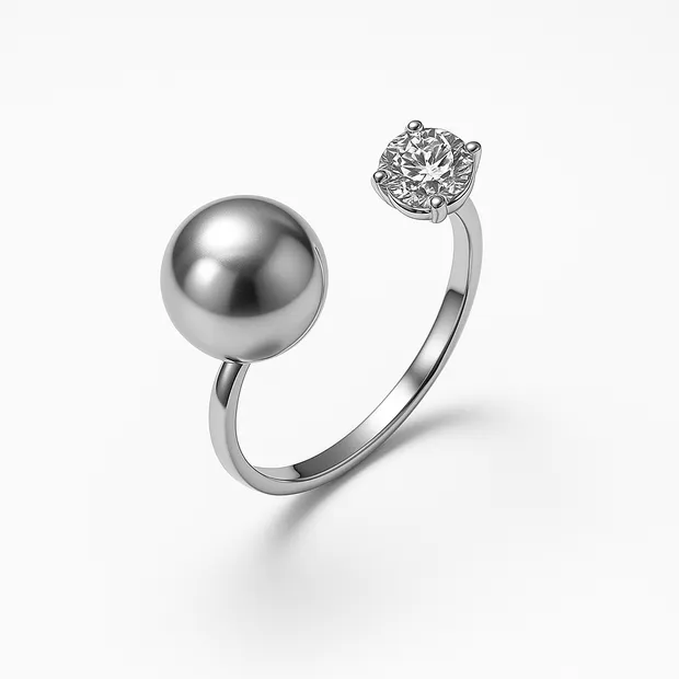 Silver ring ball and zirconium