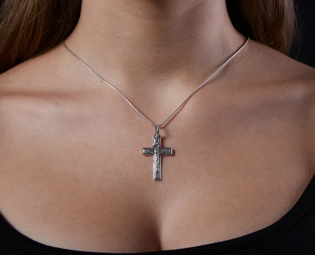 Silver cross rectangular Faith