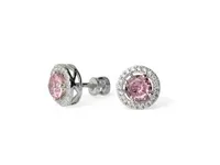 Silver earrings transformers Round fianites with a base