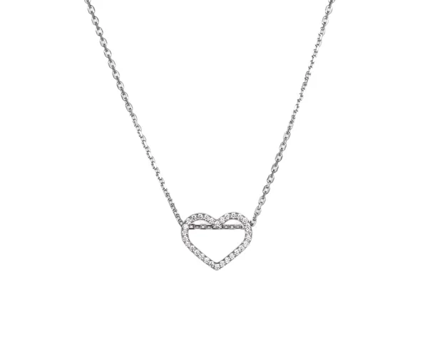 Серебряное колье Сердечко с фианитами 