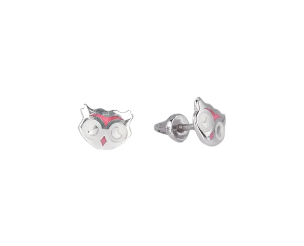 Silver earrings pusets children Owl