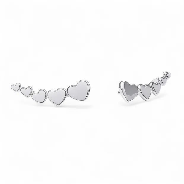 Silver earrings-climbers Hearts