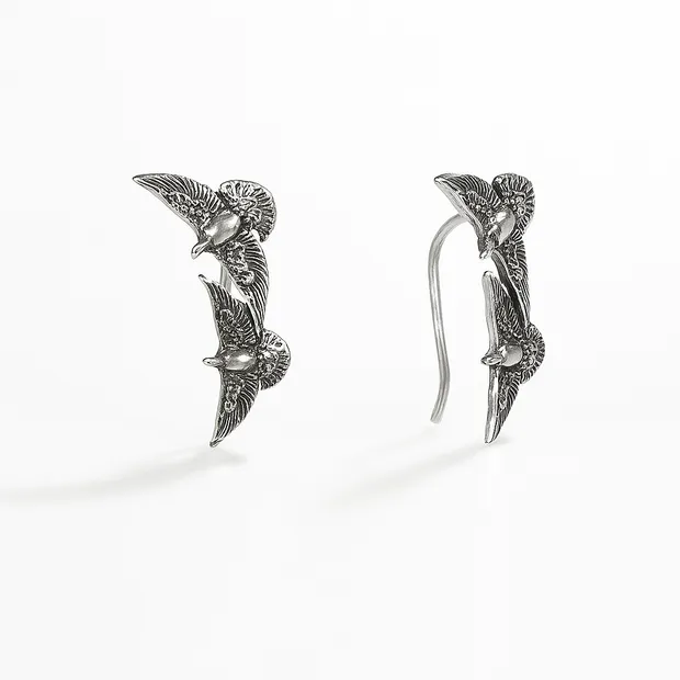 Silver earrings-climbers Pigeons