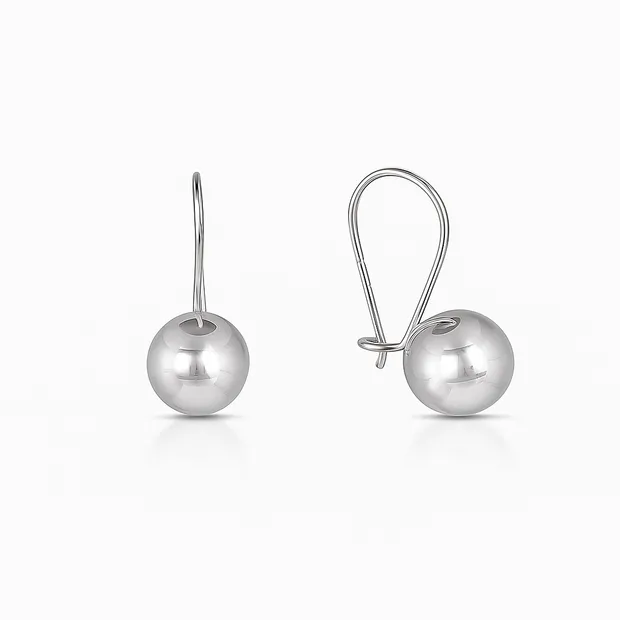 Silver earrings with french clasp Ball