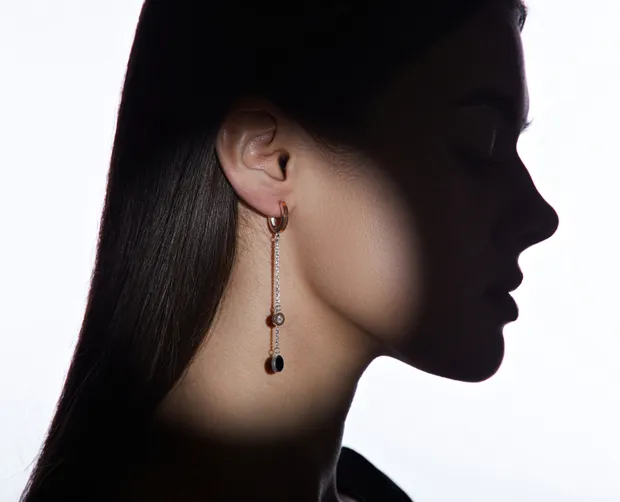 Silver earrings with gold drink Venus