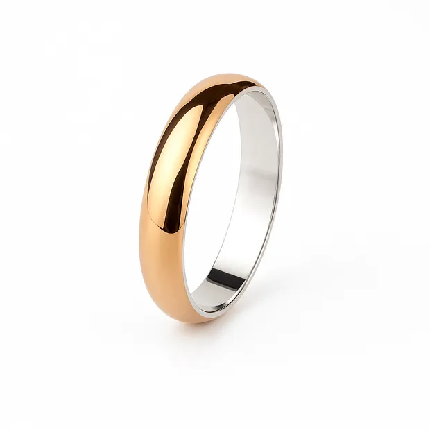Silver classic engagement ring with gold plate