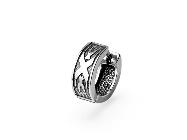 Серебряная мужская сережка конго Икс 
