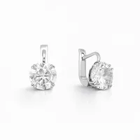 Серебряные серьги английская застежка Большой Фианит 