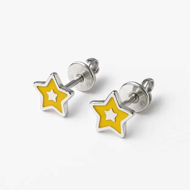 Серебряные серьги детские Звездочки 