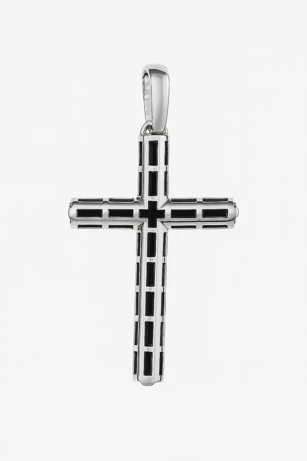 Silver decorative cross with rubber insert
