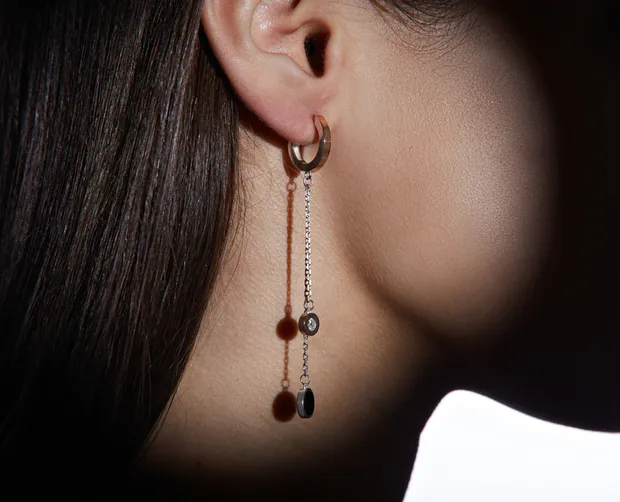 Silver earrings with gold drink Venus