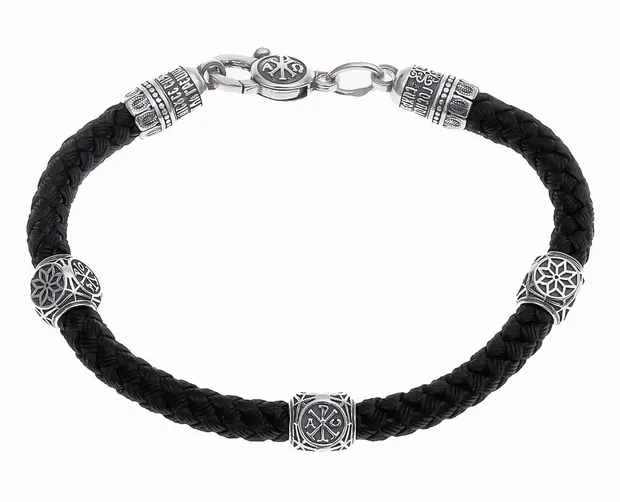 Silver silk bracelet wide with round inserts