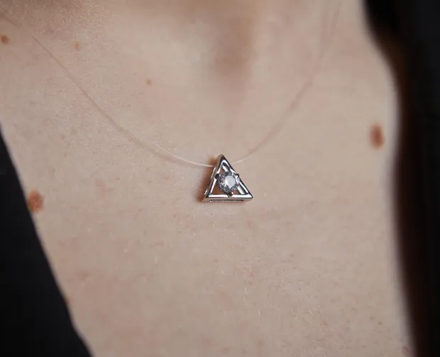 Серебряное колье-невидимка Трио 