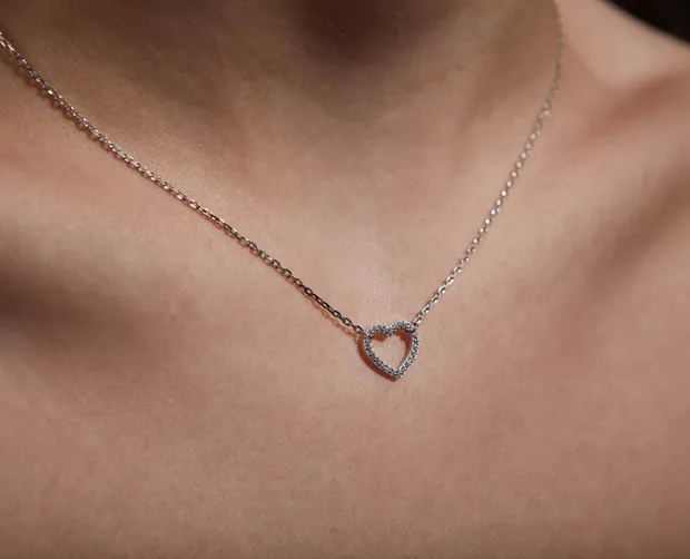 Серебряное колье Сердечко 