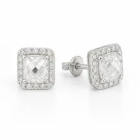 Серебряные серьги квадратные фианити с основанием 