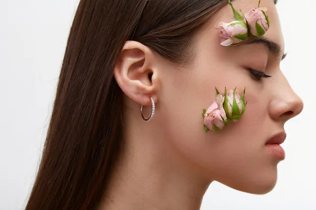 Серебряные серьги конго Дорожка фианитов  