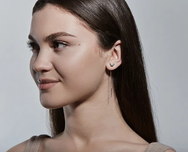 Silver earrings broaches with gold napayka Butterflies