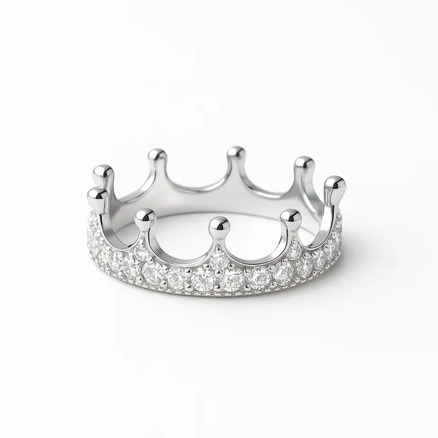 Серебряное  кольцо Корона с цирконием